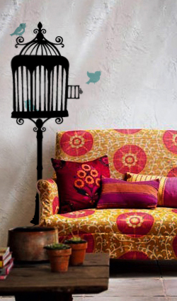 Upright Cage with Birds Decal