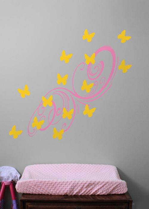 Swirly Art Butterflies Decal