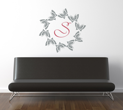 Butterfly Circle Monogram | Wall Decals