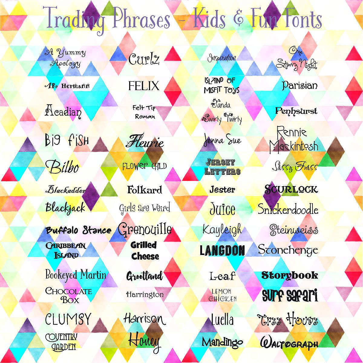 Trading Phrases Kids & Fun Fonts