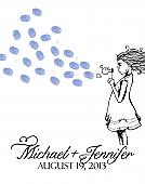 Just Married Bubbles Thumbprint Guest Book Print