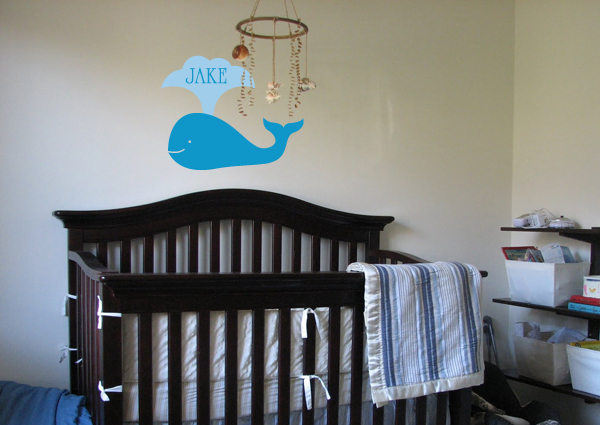 Baby Whale Name Wall Decal