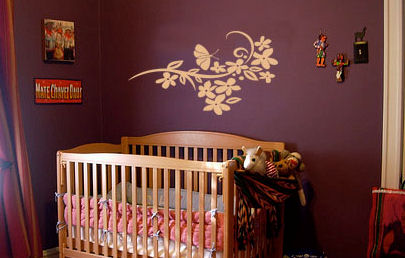 Butterfly and Flower Branch Wall Decal