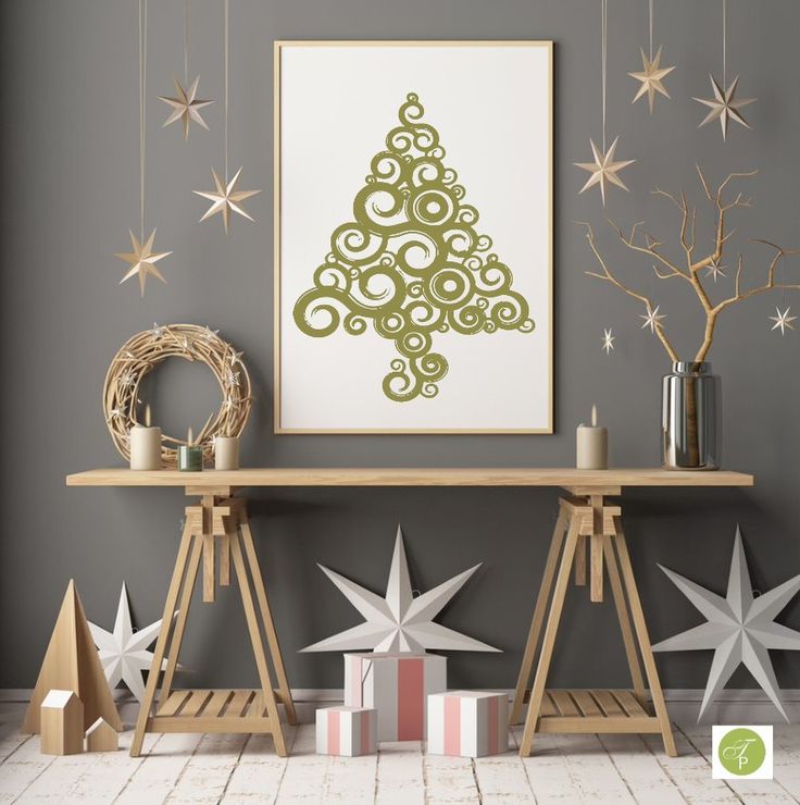 Swirly Christmas Tree Holiday Decal
