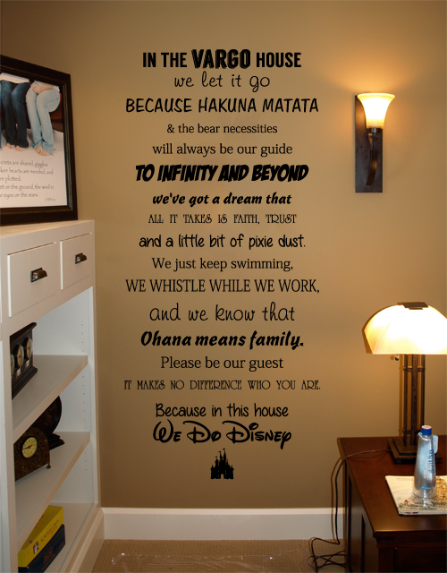 We Do Disney In This House Quote on CANVAS WALL ART Picture Print Brown 
