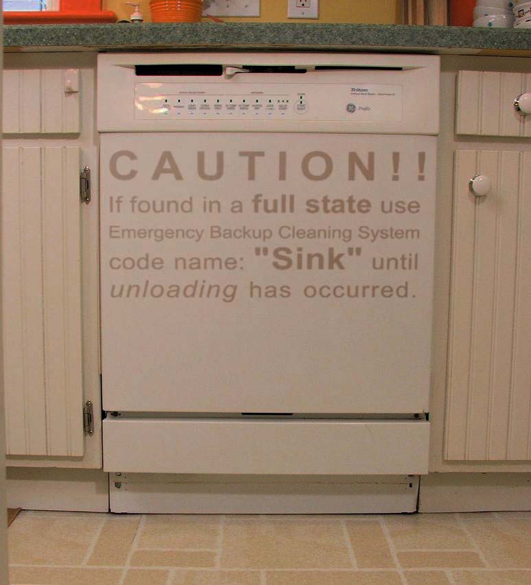 Caution Dishwasher Full State Wall Decal