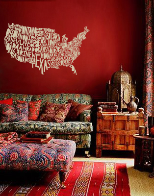 Typography Map Wall Decal