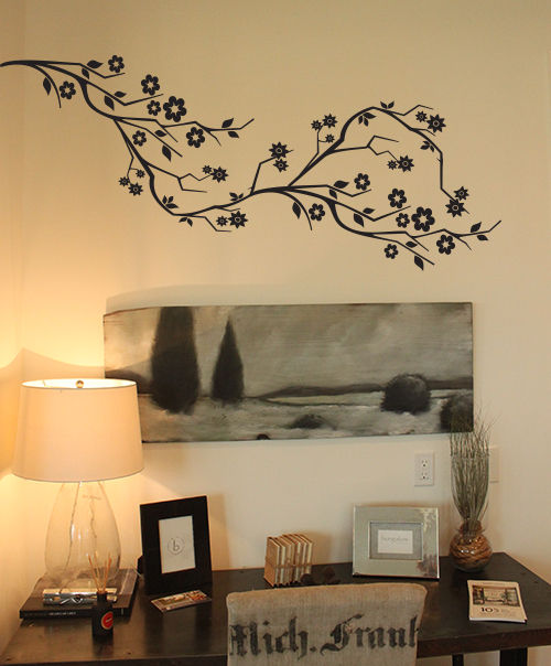 Cherry Blossom Branch & Flowers Wall Decal 