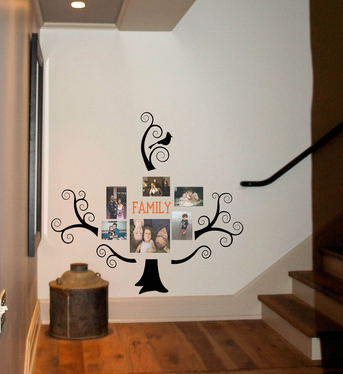 Family Photo Tree 6 With Swirls Wall Decal