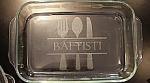 Silverware Themed Name Etching for Oblong 9" x 13" Glass Pan