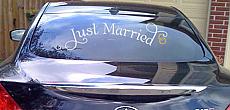 Just Married with Rings Car Window Decal