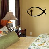 Christian Fish with Cross Wall Decal 