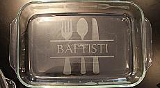 Silverware Themed Name Etching for Oblong 9" x 13" Glass Pan